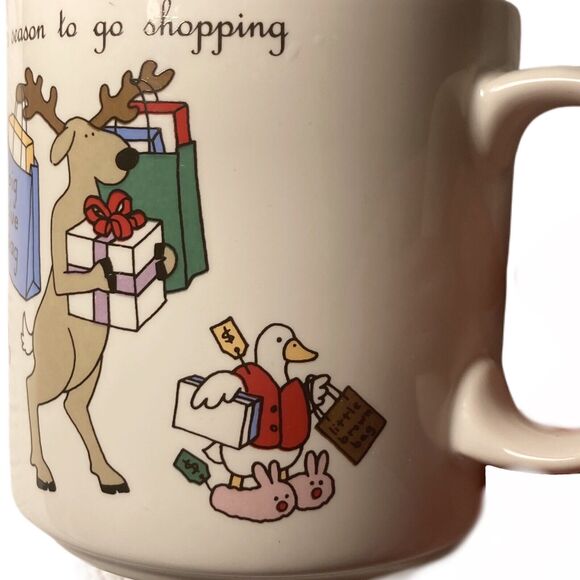 Tis the Season to Go Shopping Christmas Mug Russ Berrie Vintage 80s Funky Retro - Picture 9 of 14